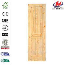 30 in. x 80 in. 2-Panel Solid Core Unfinished Arch Top V-Grooved Knotty Pine Single Prehung Interior Door